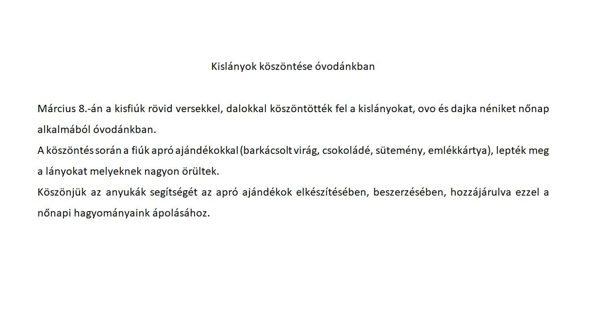 2019 Kislányok köszöntése óvodánkban