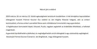 2019 Nálunk járt a védőnő